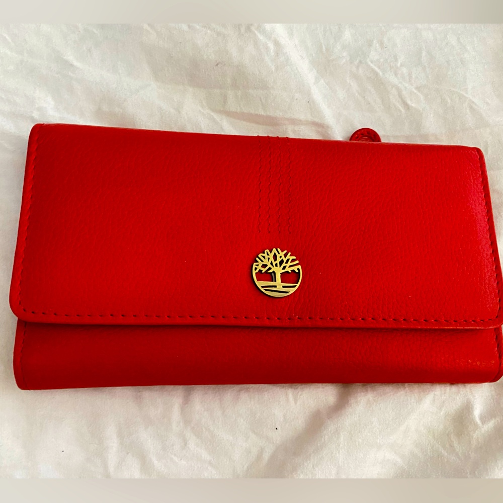 Timberland red leather wallet . Like new